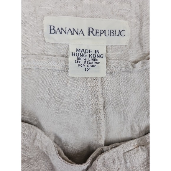 VTG Banana Republic 100% Linen Wide Leg High Waist Pants Size 12 31x28 Beige Y2K - Picture 5 of 9